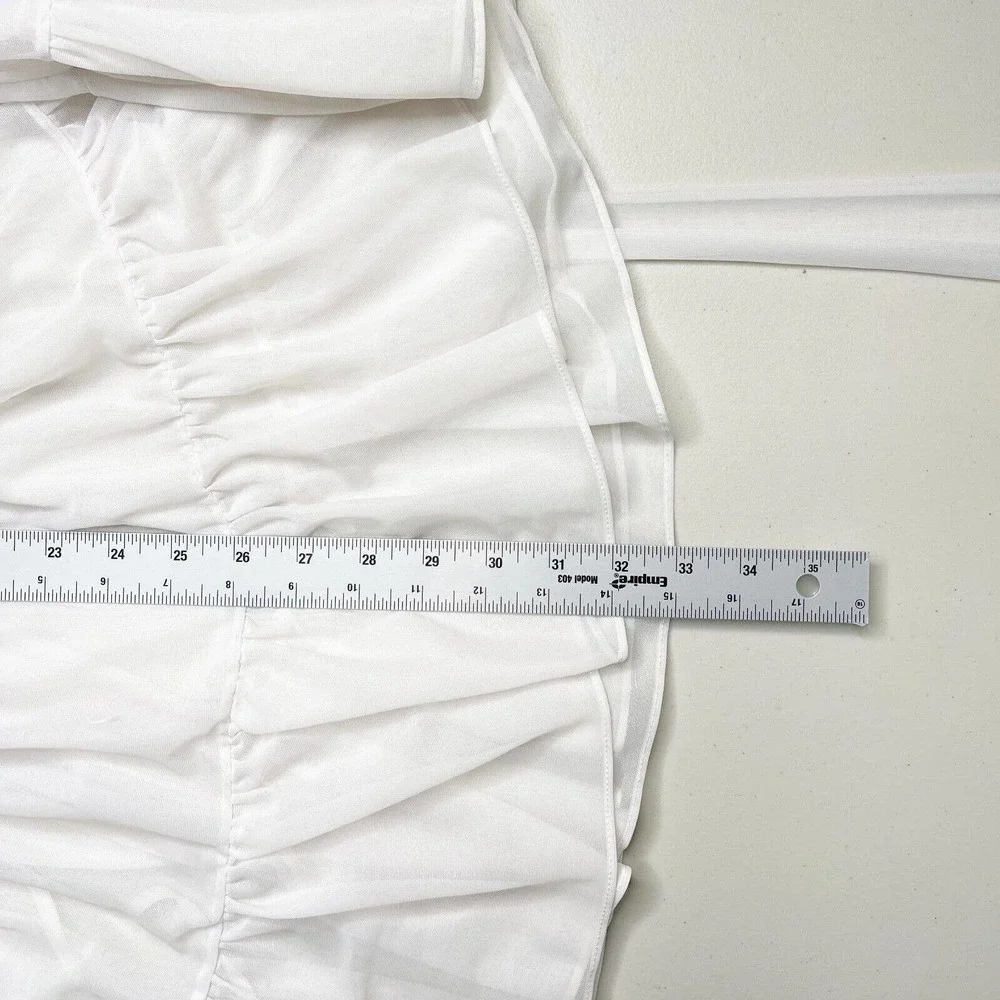 Betsey Johnson Chiffon Sheer Tiered Ruffle Wrap Robe OS V-Neck Sash Tie Belt - Picture 7 of 12